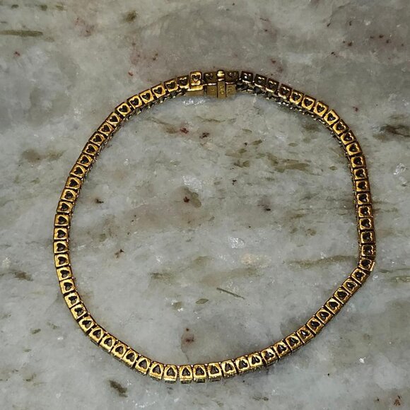 RARE VINTAGE ESTATE MAYORS BIRKS DIAMOND TENNIS BRACELET SQUARE BOX HEART - Picture 2 of 3